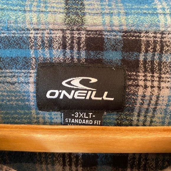 O’Neill long sleeve shirt size 3XLT, blue/grey plaid. - Picture 3 of 5